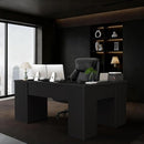 WINAZ BLACK L SHAPED OFFICE DESK WITH LOCKABLE DRAWERS 66 INCH WOOD - BLACK - Like New