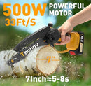 TECBOY 8" 6" MINI CHAINSAW CORDLESS ELECTRIC HANDHELD 2X 2.0AH BATTERY - YELLOW - Like New