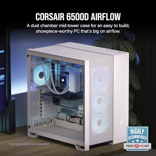 CORSAIR 6500D AIRFLOW Mid-Tower ATX Dual Chamber PC Case CC-9011260-WW – White Like New