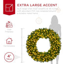 Best Choice Products 48in Large Artificial Pre-Lit Fir Christmas Wreath W/LED - Brand New