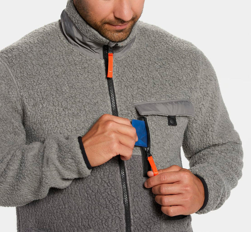 HOKA MEN'S FLEECE SKY JACKET - SIZE: MEN S (AU/UK MS) (EU MS) - GRAY - Brand New