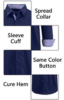 GALAXY BY HARVIC MENS LONG SLEEVE SOLID SLIM FIT DRESS SHIRTS SIZE 2XL NAVY - Brand New