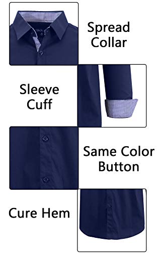 GALAXY BY HARVIC MENS LONG SLEEVE SOLID SLIM FIT DRESS SHIRTS SIZE 2XL NAVY - Brand New