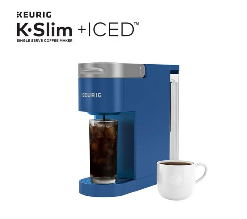 Keurig K-Slim + ICED Single Serve Coffee Maker, Brews 8 to 12oz. Cups, Blue Like New