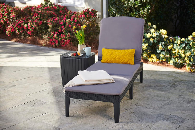 KETER JAIPUR GARDEN SUN LOUNGER ADJUSTABLE BACKREST FOLDING GARDEN LOUNGER - Like New