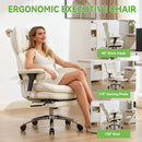 EFOMAO BIG & TALL OFFICE CHAIR PU LEATHER DESK CHAIR WITH FOOTREST - WHITE - Like New