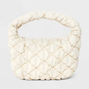Bubble Quilted Clutch Handbag - A New Day Cream: Zip Closure, Single Handle - Brand New