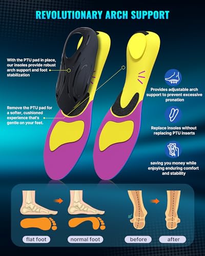 High Arch Support Plantar Fasciitis Insoles: Heavy Duty Shoe Inserts for Women - Like New