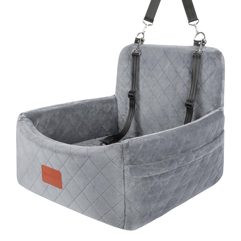 WOOAIDAGG DOG CAR SEAT UNDER 30LBS COMFY & SAFE TRAVEL BED WASHABLE COVER - GRAY - Like New