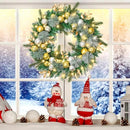 Prelit Christmas Wreath 50LED,24In Gold Silver Christmas Door Wreath B0DBLPJW2X - Brand New