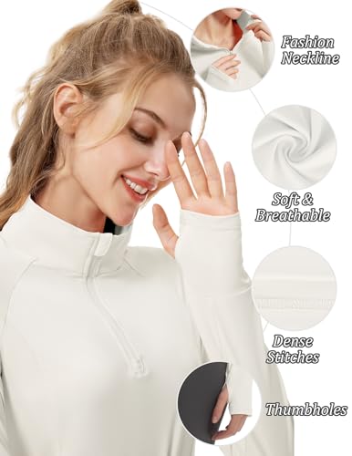 FKEEP Women's Sun Shirts Long Sleeve Athletic UPF 50 Quick Dry Top White S - Brand New