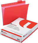 UNIVERSAL DELUXE BRIGHT COLOR HANGING FILE FOLDERS, 1/5-CUT TABS, 25/BOX,RED - Like New