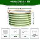 OLLE TWIN ROUND METAL GARDEN BEDS VEGETABLES 17" TALL 24" X 17" -SAGE GREEN - Brand New