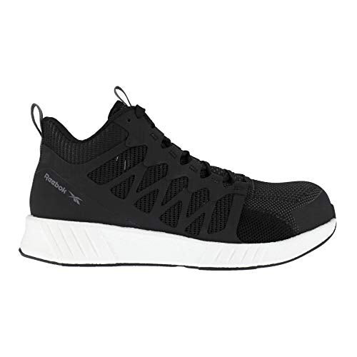 RB4316 REEBOK WORK MEN'S FUSION FLEXWEAVE EH COMP TOE MID - SIZE 8 - BLACK/WHITE - Like New