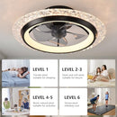 KINDLOV MODERN CEILING FAN LIGHTS, 19.7" FLUSH MOUNT, 6-SPEED, CLF233 - BLACK 01 - Like New
