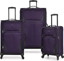 U.S. Traveler Aviron Bay Softside Spinner 3 Piece Luggage US08125L - Purple - Like New