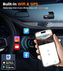 TECIVAL DASH CAM FRONT AND REAR 2.5K 1080P DUAL DASH CAMERA 64GB SD CARD - BLACK - Like New