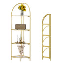 CROFY FOLDABLE 4 TIER CORNER SHELF, CORNER PLANT, GOLD METAL - GOLD - Like New