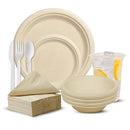 ECO SOUL Compostable Dinnerware Set 400 Pieces Round B0CXY35VG7 - Brown - Brand New