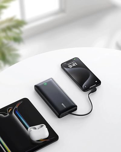ANKER NANO POWER BANK 20K 30W FAST CHARGING BUILT-IN USB-C CABLE PACK - BLACK - Like New