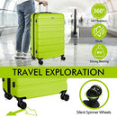 ANYZIP LUGGAGE PC ABS HARDSIDE LIGHTWEIGHT SUITCASE 4 WHEELS TSA LOCK - GREEN - Brand New