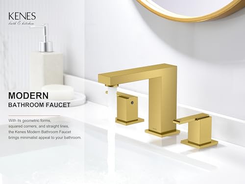 KENES WIDESPREAD BATHROOM FAUCET - 8-INCH BRUSHED GOLD - 4 Piece - Like New