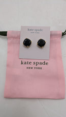 Kate Spade Square Studs Solid Cubic-Zirconia Stud Earring - Black/Gold - Brand New