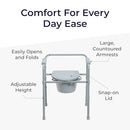 Drive Medical Folding Bedside Commode Adjustable Height Supports 350 lb - Brand New