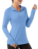 FKEEP WOMEN'S POLO SHIRTS LONG SLEEVE UPF 50+ TENNIS GOLF WOMEN S BLUE - Brand New
