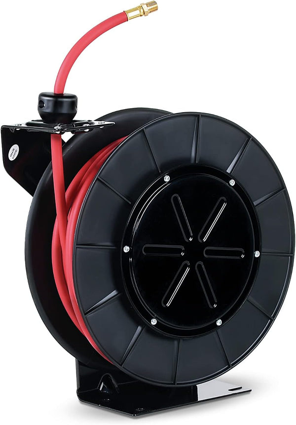 REELWORKS Air Hose Reel Retractable 1/4" Inch x 65' Feet GUR017 - BLACK/RED Like New