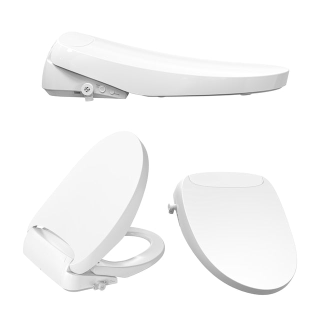 BIO BIDET HORIZON PLASTIC ELONGATED SOFT CLOSE HEATED BIDET TOILET SEAT - WHITE - Like New