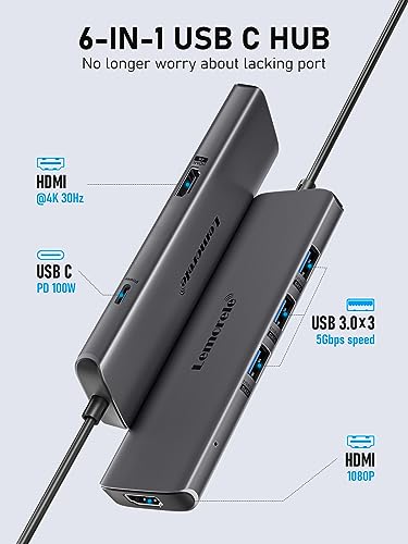 LEMORELE USB C TO DUAL HDMI ADAPTER TC73 PLUS - GRAY - Like New