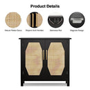 Giluta Black Sideboard Buffet Cabinet Natural Rattan Kitchen B0BY25F6L7 - Black - Like New