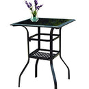 PatioFestival Outdoor Bistro Bar Table 2-Tier Glass Top B07V86XPQB - Black - Brand New