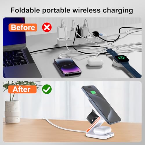 EFAITHFIX Upgrated 3 in 1 Wireless Charging Station Foldable Fast Wireless - Like New