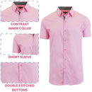 GALAXY BY HARVIC MENS SLIM FIT SHORT SLEEVE BUTTON UP SHIRT - SIZE: MEN S - PINK - Brand New