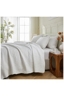 PATINA VIE FLAVIA 100% COTTON COVER 3 PIECE QUILT SET, KING - BRIGHT WHITE - Like New