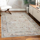 Superior Floral Scroll Washable Runner Rug, Low Pile Area Rug, Swan Collection - Like New
