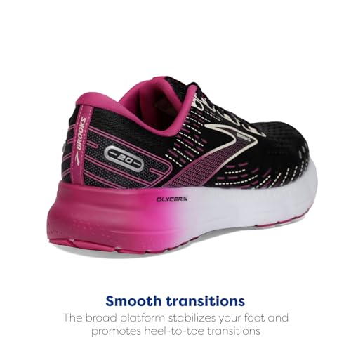 BROOKS WOMEN'S GLYCERIN 20 NEUTRAL RUNNING SHOE BLACK/FUCHSIA/LINEN - 12 - Like New