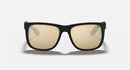 RAY-BAN RB4165 JUSTIN SUNGLASSES, 54MM - MATTE RUBBER BLACK/GOLD MIRROR - Like New