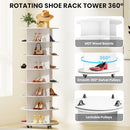 GUJIAM 7 Tier 66.9in Spinning Shoe Rack Tower 360 with Wheels - - Scratch & Dent