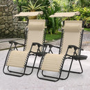 MONIBLOOM ZERO GRAVITY CHAIR, SET OF 2, FOLDING LOUNGER WITH CUP HOLDER - CREAM - Like New