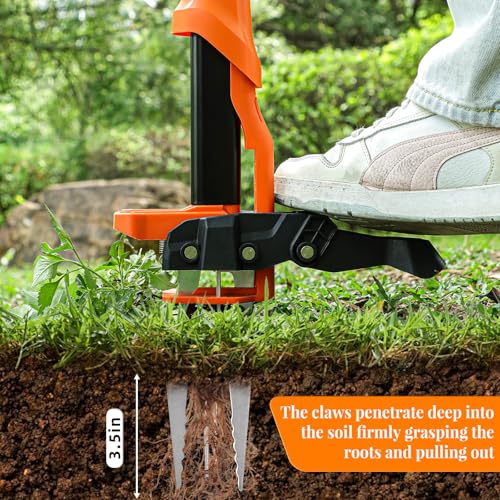 WEED PULLER TOOL STAND UP HEAVY DUTY WEEDING TOOL WITH 39" HANDLE - ORANGE - Like New