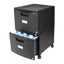 Storex Plastic Two-Drawer File Cabinet – Locking Document Organizer, Black - Brand New