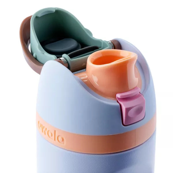 OWALA 16OZ KIDS' FREESIP STAINLESS STEEL WATER BOTTLE - PERIWINKLE TWINKLE - Like New