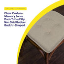 Sweet Home Collection Chair Cushion Memory Foam Pads Tufted Slip Non Skid - Brand New