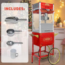 HANZIM LARGE POPCORN MACHINE POPCORN POPPER WITH CART WHEELS 20 OZ KETTLE POPPER - Like New
