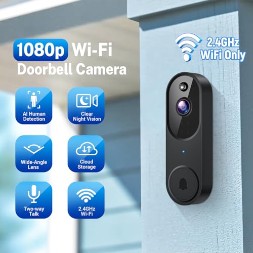 ARVOELIO WIRELESS WI-FI VIDEO DOORBELL CAMERA WITH AI MOTION DETECTION - BLACK - Like New