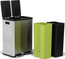 SIMPLI-MAGIC 60L/16G RECTANGULAR HANDS-FREE DUAL COMPARTMENT P79598 - STEEL - Like New