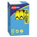 AVERY HI-LITER DESK-STYLE HIGHLIGHTERS CHISEL TIP DOZEN - YELLOW/BLACK - Brand New